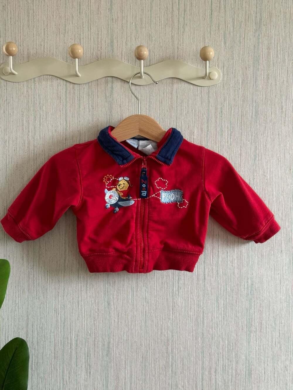 Y2K Disney Baby Winnie the Pooh Airplane Zip-Up Jacket 0-3M